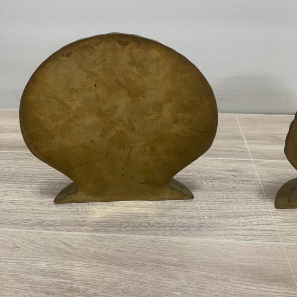 Vintage Brass Clam Shells Bookends Set MCM Nautical Decor - Picture 5 of 10